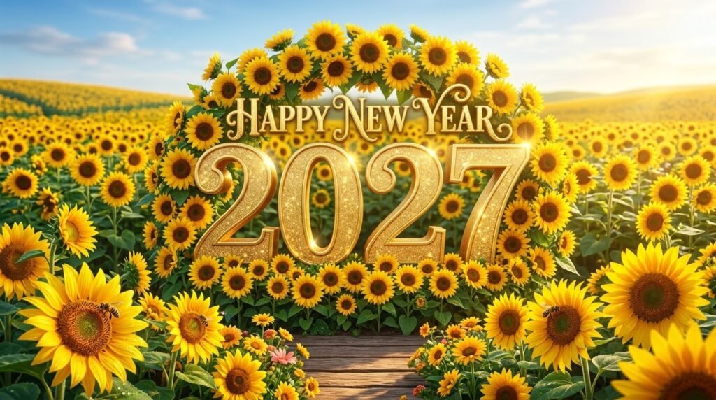 happy new year sunflowers image