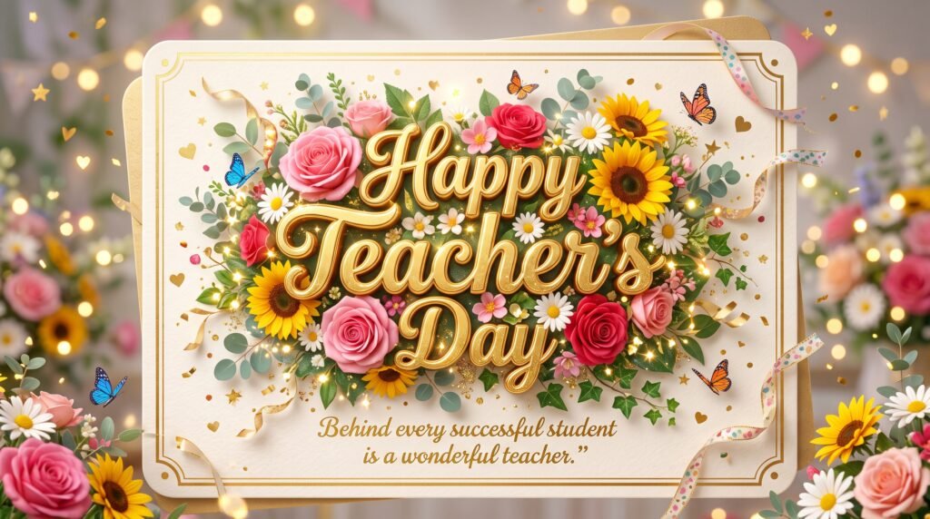 floral happy teachers day image