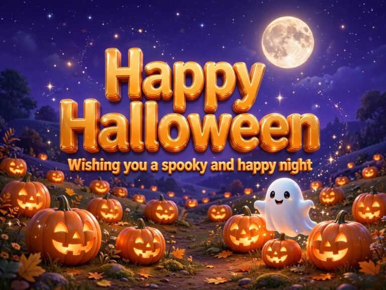 Glowing pumpkins and friendly ghost